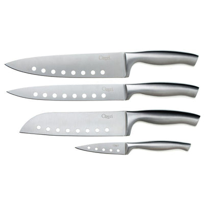 5-Piece Stainless Steel Knife and Sharpener Set, with Japanese Stainless Steel Slotted Blades - Super Arbor