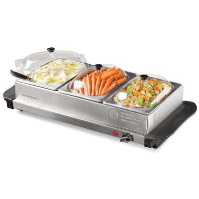 1.5 Qt. Stainless Steel Buffet Server with 3-Crocks - Super Arbor