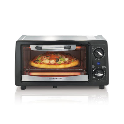 1050 W 4-Slice Black Stainless Toaster Oven with Built-In Timer - Super Arbor