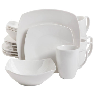 Zen 16-Piece Contemporary White Ceramic Dinnerware Set (Service for 4) - Super Arbor