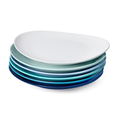 11 Inch Porcelain Dinner Plates Set of 6, Cool Assorted Colors - Super Arbor