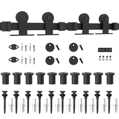 12 ft. /144 in. Top Mount Sliding Barn Door Hardware Track Kit for Double Doors with Non-Routed Floor Guide - Super Arbor
