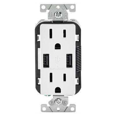 Leviton 
    15 Amp Decora Combination Tamper Resistant Duplex Outlet and USB Charger, White (3-Pack) - Super Arbor